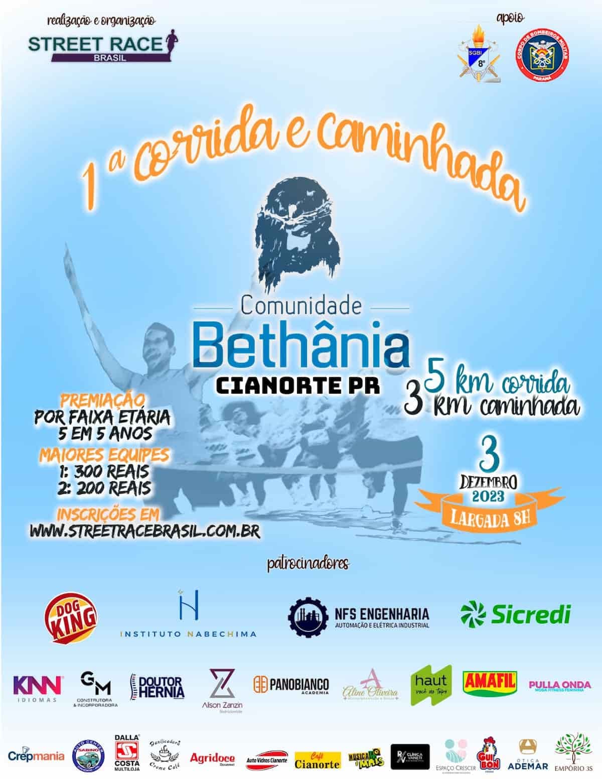 1ª Corrida E Caminhada Comunidade Bethânia Calendário De Corrida